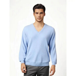 Vintage Arnold Palmer‎ Robert Bruce Men's Large Light Blue V-Neck Sweater